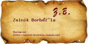 Zelnik Borbála névjegykártya